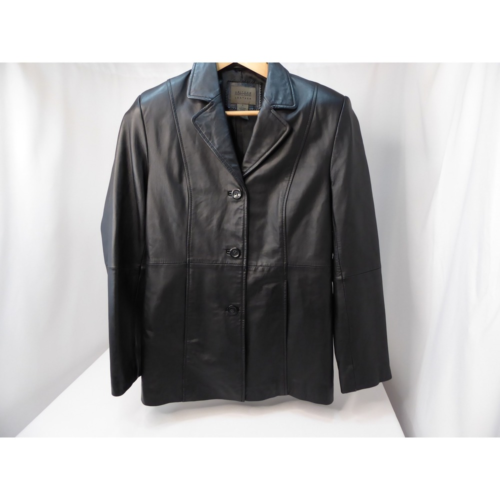 Uniform John Paul Richard Black Lamb Leather Blazer Jacket Women's Size 8
